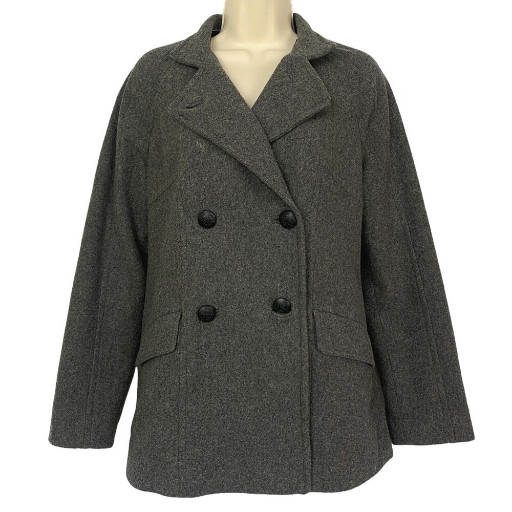 Banana Republic Wool Pea Coat Womens Small Gray Double Breasted Pockets Parka